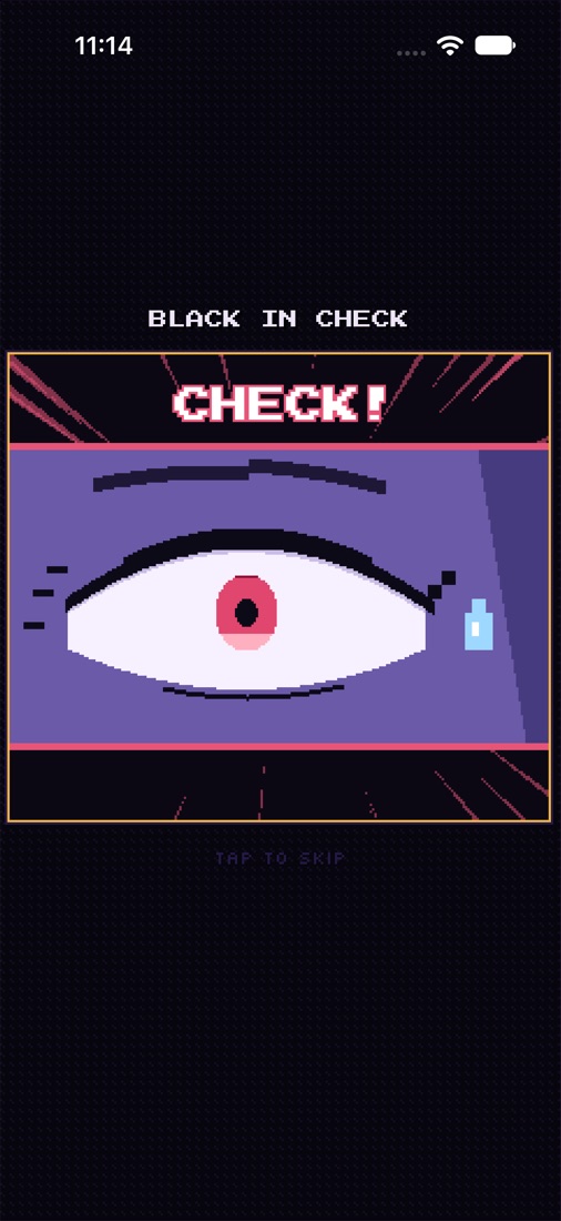 Check cutscene: close-up of the king's worried eye
